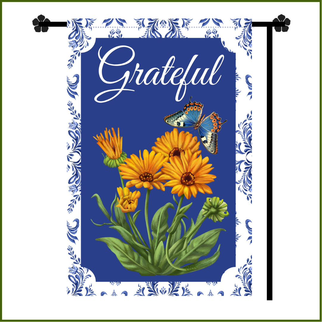 Grateful Butterfly Garden Flag